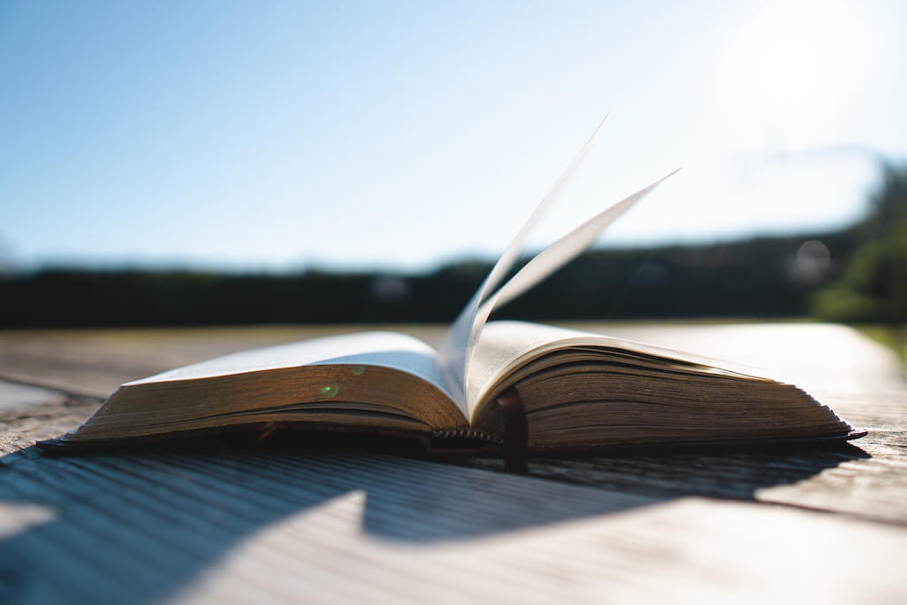 Book opened in the wind